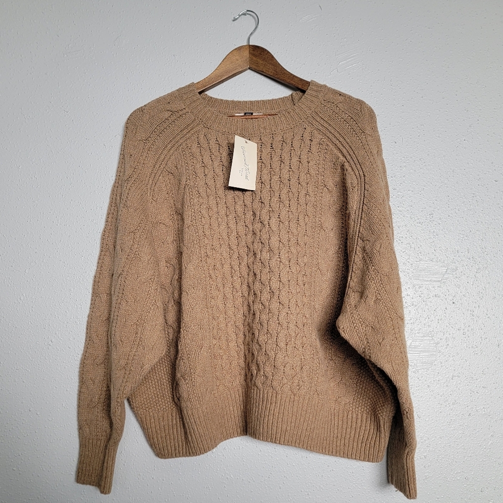 NWT Universal Thread Brown Chunky Cable Knit Swea… - image 1